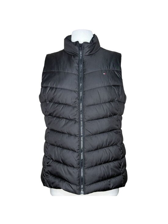 Tommy Hilfiger Other - Tommy Hilfiger Women’s Puffer Vest Black Quilted Full Zip Sleeveless Jacket Larg